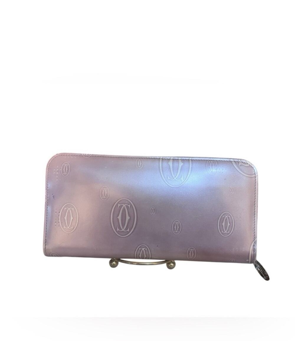 Cartier Happy Birthday Zip Around Wallet Pink Lavender Logo Leather France